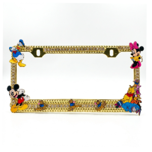 License Plate with Disney charters on the outer edge of the plate