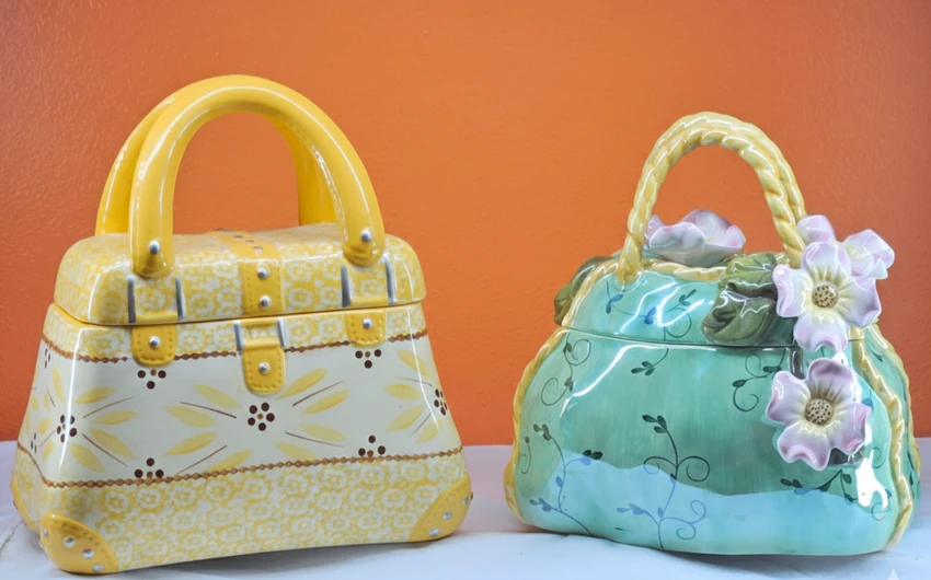 Yellow and Green Ceramic purse